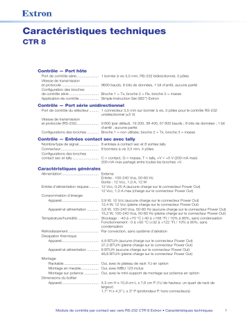 Extron CTR 8 spécification | Fixfr