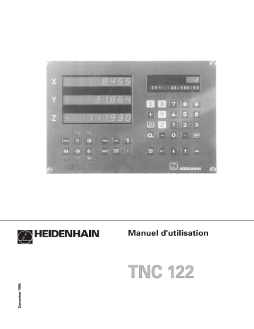 HEIDENHAIN TNC 122 CNC Control Manuel utilisateur | Fixfr