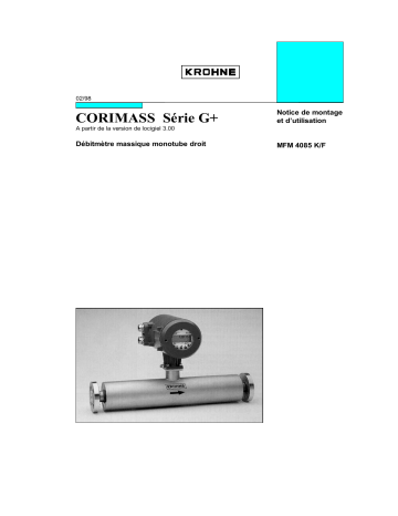 KROHNE CORIMASS G+ MFM 4085 Manuel du propriétaire | Fixfr