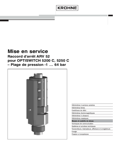 KROHNE OPTISWITCH 5200 C | 5250 C ARV52 64bar Manuel du propriétaire | Fixfr