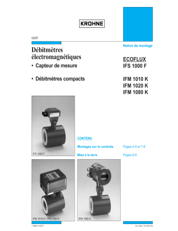 KROHNE ECOFLUX IFS 1000 Manuel du propriétaire | Fixfr