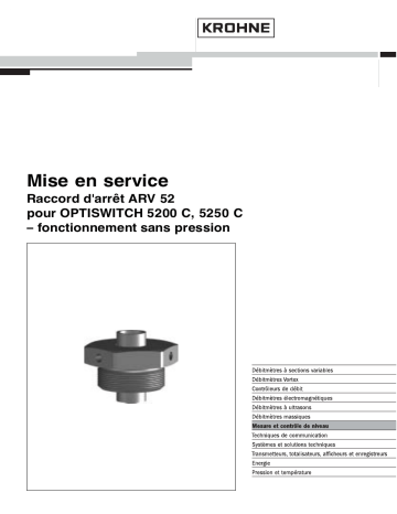 KROHNE OPTISWITCH 5200 C | 5250 C ARV52 Unpress. Manuel du propriétaire | Fixfr