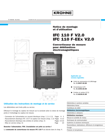 KROHNE IFC 110 Converter Manuel du propriétaire | Fixfr