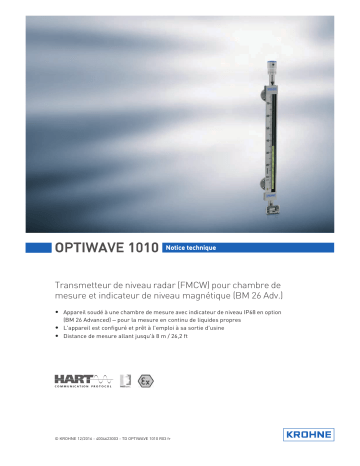 KROHNE OPTIWAVE 1010 Fiche technique | Fixfr