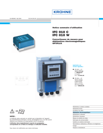 KROHNE IFC 010 Converter Manuel utilisateur | Fixfr