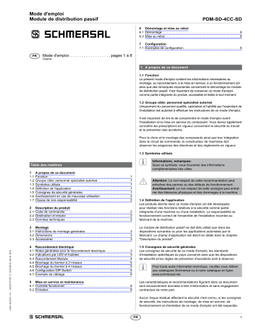 schmersal PDM-SD-4CC-SD Input expander Mode d'emploi | Fixfr