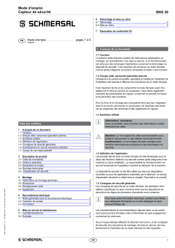 schmersal BNS 30-01ZG-2211 Magnetic safety sensor Mode d'emploi