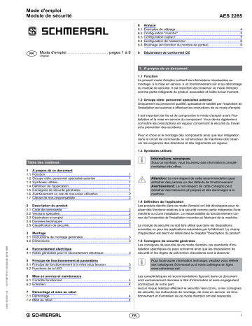 schmersal AES2285 Safety control module Mode d'emploi | Fixfr