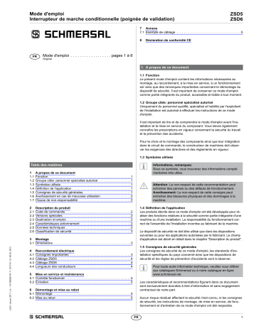 ZSD6/5M | ZSD5/O.LTG. | schmersal ZSD6/O.LTG Enabling device Mode d'emploi | Fixfr