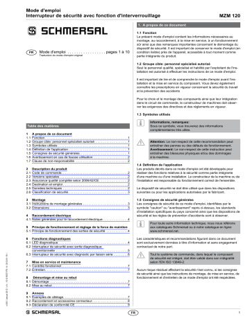 MZM 120 B ST2-SD2PRE-A | MZM 120 BM ST2-1P2PW2RE-A | MZM 120 BM ST2-SD2PRE-A | schmersal MZM 120 B ST2-1P2PW2RE-A Mode d'emploi | Fixfr