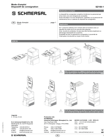 schmersal SZ150-1 Mode d'emploi | Fixfr