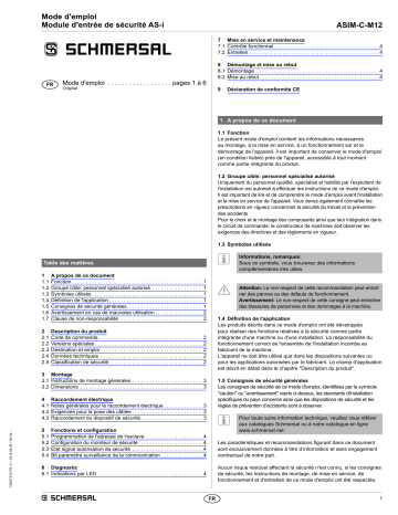 ASIM-C-M12-4P-2M | ASIM-C-M12-8P-0,5M | ASIM-C-M12-4P-0,5M | schmersal ASIM-C-M12-8P-2M Input expander Mode d'emploi | Fixfr