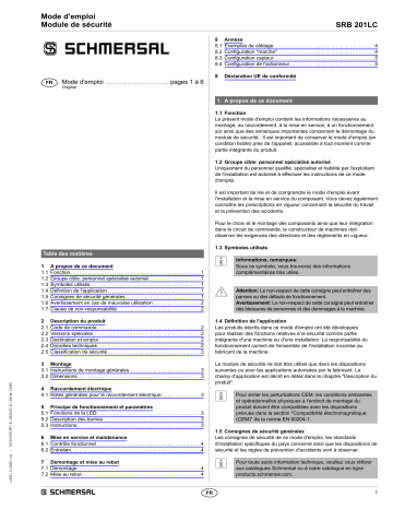 schmersal SRB201LC Safety control module Mode d'emploi | Fixfr