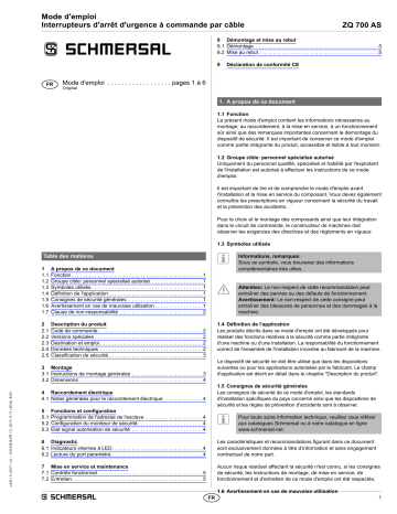 ZQ 700 ST-AS | schmersal ZQ 700 FK-AS Pull-wire emergency stop switch Mode d'emploi | Fixfr