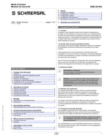 schmersal SRB207AN 24V Safety control module Mode d'emploi | Fixfr