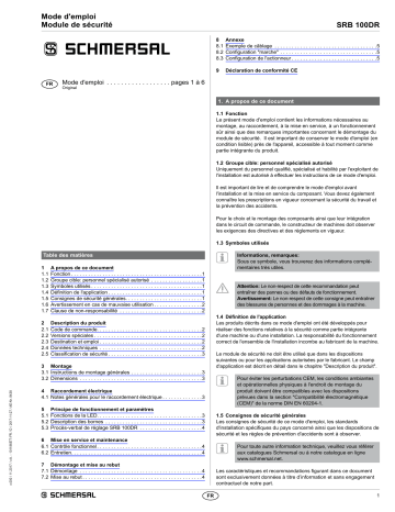 schmersal SRB100DR Safety control module Mode d'emploi | Fixfr