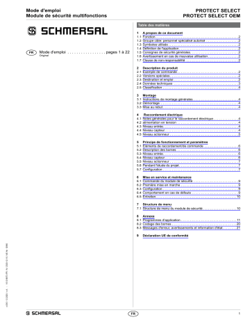 PROTECT-SELECT-SK | schmersal PROTECT-SELECT-CC Safety controller Mode d'emploi | Fixfr