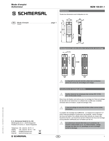 schmersal MZM 100-B1.1 Mode d'emploi | Fixfr