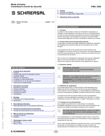 FWS 1206 A | schmersal FWS 1206 C Standstill monitor Mode d'emploi | Fixfr