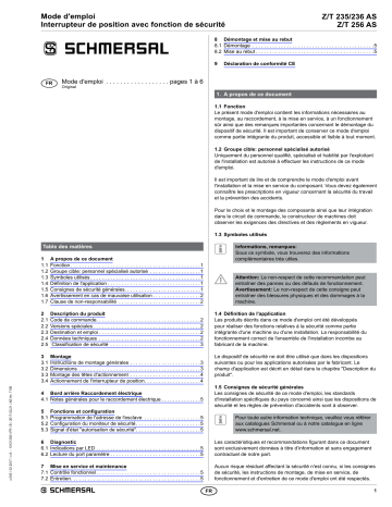 TR 235 ST-AS | schmersal ZV14H 236 ST-AS Position switches Mode d'emploi | Fixfr