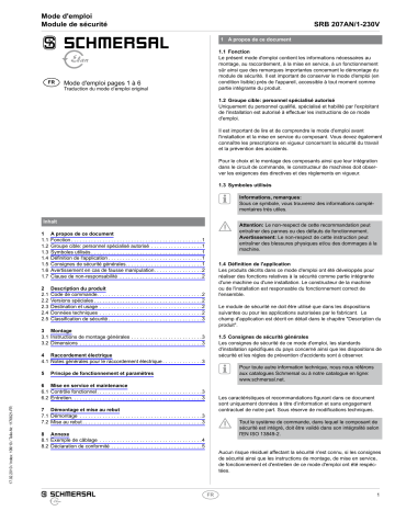 schmersal SRB207AN/1-230VAC Safety control module Mode d'emploi | Fixfr