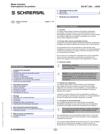 EX-TVH 335-01/01Z-3G/D | EX-Z4VH 335-02Z-3G/D | EX-Z4V10H 335-11Z-3G/D | EX-T4V10H 335-11Z-3G/D | EX-Z4VH 335-11Z-3G/D | EX-T4VH 335-20Z-3G/D | EX-T4VH 335-20ZH-3G/D | EX-T4VH 335-11Z-3G/D | EX-T4VH 335-02ZH-3G/D | schmersal EX-Z4V7H 335-02Z-2138-3G/D EX-Position switch safety function Mode d'emploi | Fixfr