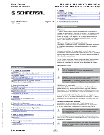 SRB202CS/T 24VDC | SRB202CA/T 24VDC | SRB202CS 24VDC | SRB202CA 24VDC | SRB202CA/Q 24VDC | schmersal SRB202CA/QT 24VDC Safety control module Mode d'emploi | Fixfr