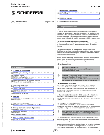 AZR31S1-2SEC./230VAC | AZR31S1/230VAC | AZR31S1-2SEC./24VDC | AZR31S1/110VAC | schmersal AZR31S1/24VDC Standstill monitor Mode d'emploi | Fixfr