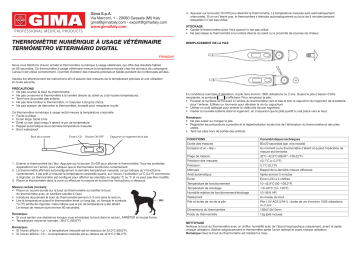 Gima 80450 VET DIGITAL THERMOMETER Manuel du propriétaire | Fixfr