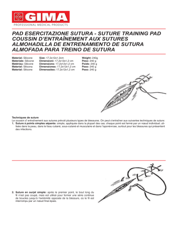 Gima 23020 SUTURE TRAINING PAD Manuel du propriétaire | Fixfr