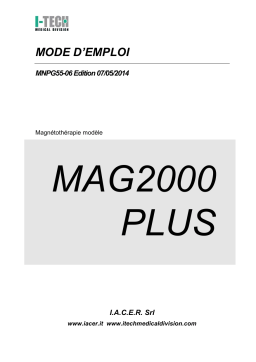 Gima 28311 MAG 2000 PLUS MAGNETOTHERAPY - 2 channels Manuel du propriétaire