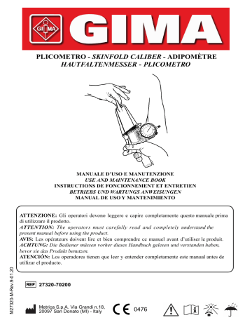 Gima 27320 PLICOMETRO - SKINFOLD CALIPER - mechanical Manuel du propriétaire | Fixfr