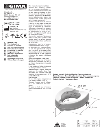 27737 | 27735 | 27741 | Gima 27740 RAISED TOILET SEAT Manuel du propriétaire | Fixfr