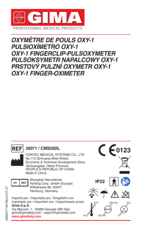 Gima 35071 OXY-1 FINGER OXIMETER Manuel du propriétaire | Fixfr