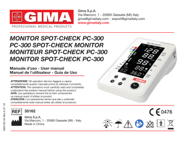 35178 | Gima 35162 PC-300 SPOT-CHECK MONITOR SpO2, NIBP, TEMP, PR Manuel du propriétaire | Fixfr