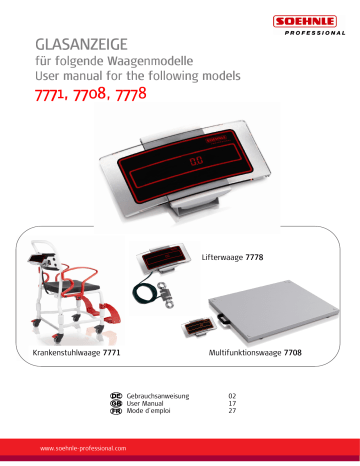 Gima 27278 SOHENLE 7708 DIGITAL MULTIFUNCTION SCALE - class III Manuel du propriétaire | Fixfr