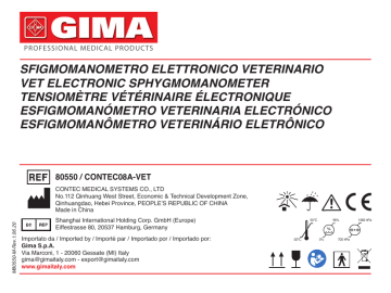 Gima 80550 VET ELECTRONIC SPHYGMOMANOMETER Manuel du propriétaire | Fixfr