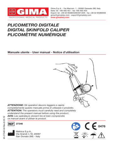 Gima 27346 DIGITAL PLICOMETRO - SKINFOLD CALIPER Manuel du propriétaire | Fixfr