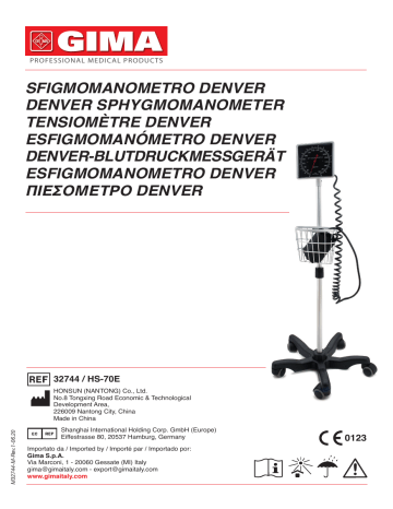 Gima 32744 DENVER SPHYGMOMANOMETER - trolley - nylon cuff, TPU bladder Manuel du propriétaire | Fixfr