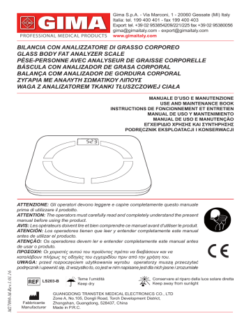 Gima 27090 LIBRA BODY FAT SCALE Manuel du propriétaire | Fixfr