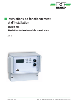 Remko Elektronische-TemperaturregelungATR-10 Manuel utilisateur