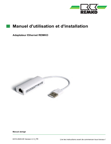 Remko Adaptateur-Ethernet Manuel utilisateur | Fixfr