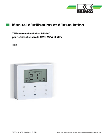 Remko Kabel-FernbedienungKFB-4-MVD222-1002-MVW222-562 Manuel utilisateur | Fixfr