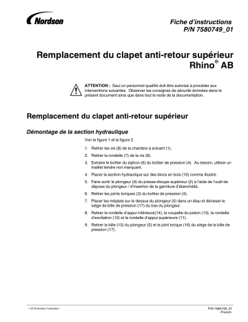 Nordson Rhino AB Upper Check Valve Replacement Manuel du propriétaire | Fixfr