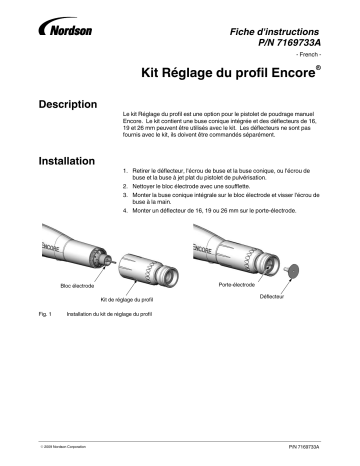 Nordson Pattern Adjustment Kit for Encore and Encore XT Manual Powder Spray Guns Manuel du propriétaire | Fixfr