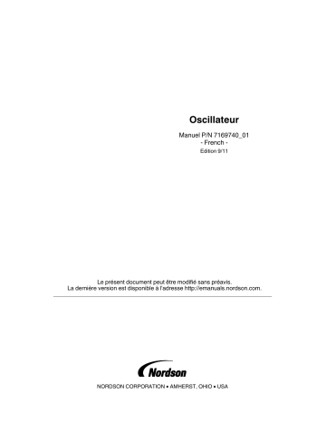 Nordson Oscillator, Global Manuel du propriétaire | Fixfr