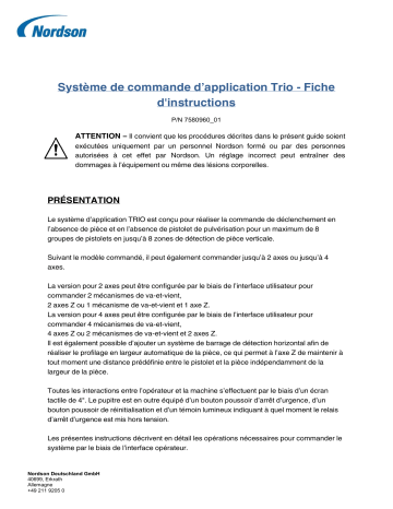 Nordson Trio Application Control System Manuel utilisateur | Fixfr