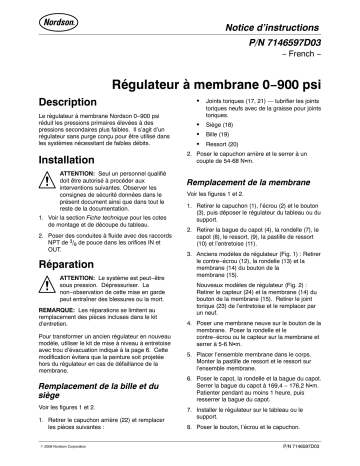 Nordson Regulator, Diaphragm, 0-900 psi Manuel du propriétaire | Fixfr