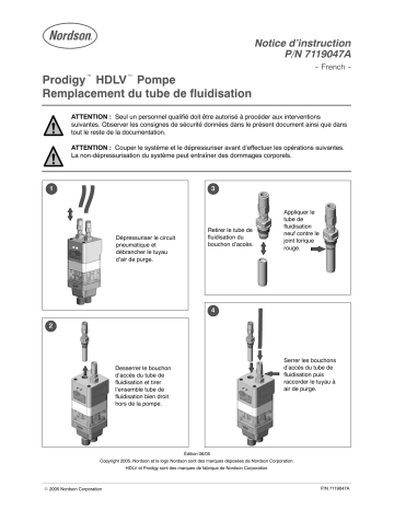 Nordson Prodigy HDLV Feed Pump Fluidizing Tube Replacement Manuel du propriétaire | Fixfr