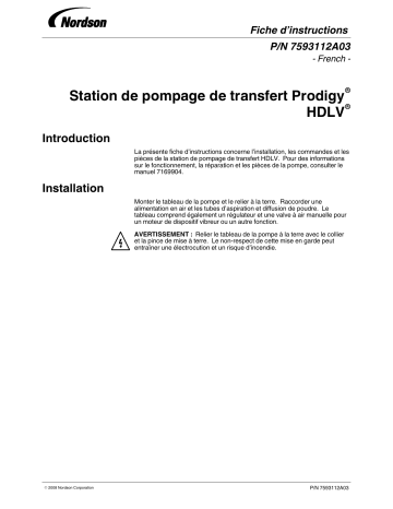 Nordson Prodigy HDLV Transfer Pump Station Manuel du propriétaire | Fixfr